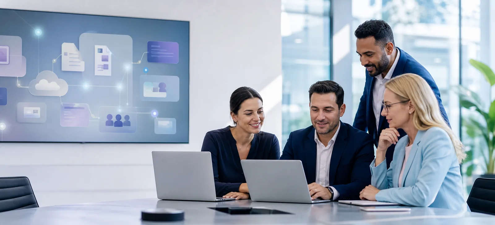 Business professional managing email and collaboration tools
